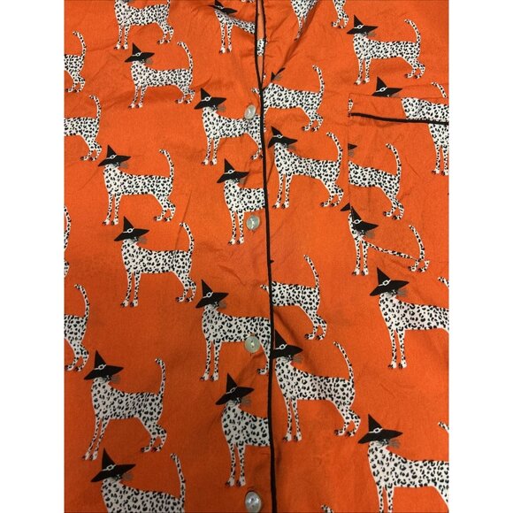 Bouffants & Broken Hearts Halloween Pajamas Cheetah Cats In Witch Hats Women's L - Picture 1 of 9